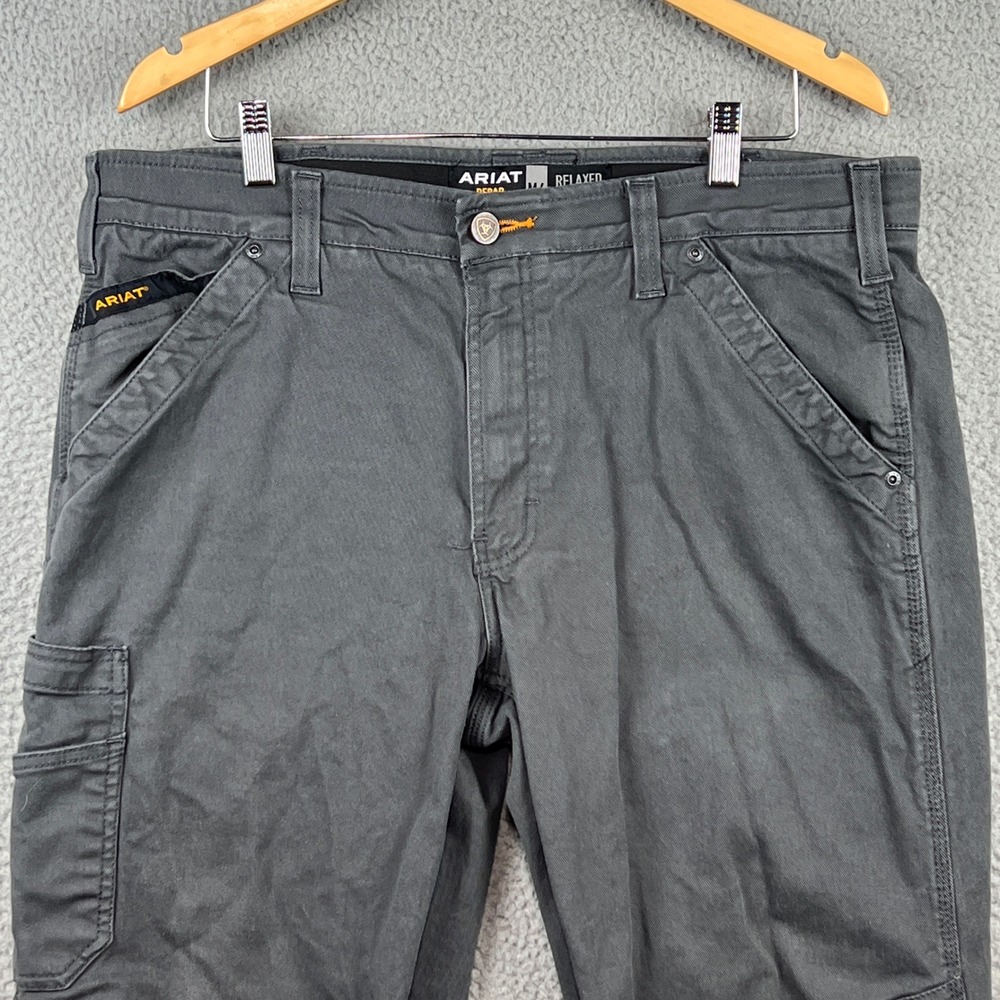Ariat Rebar M4 Relaxed Boot Cut Twill Grey Work Pants Mens36x30 (meas. 38x30) - Picture 2 of 13